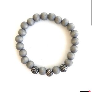 Shop Dove Grey Wood and Pave Ball Bracelet